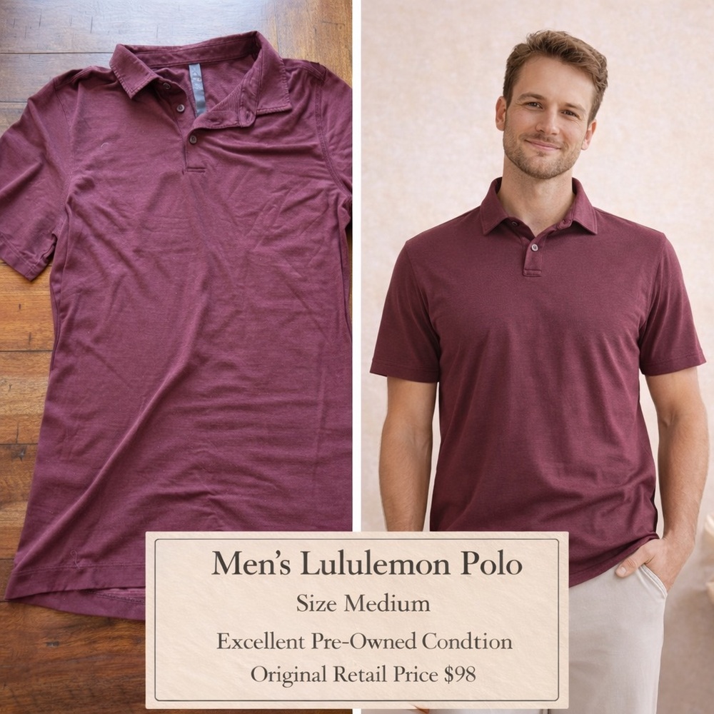 Lululemon Men’s Medium Polo Shirt Burgundy Performance Golf Casual Shirt